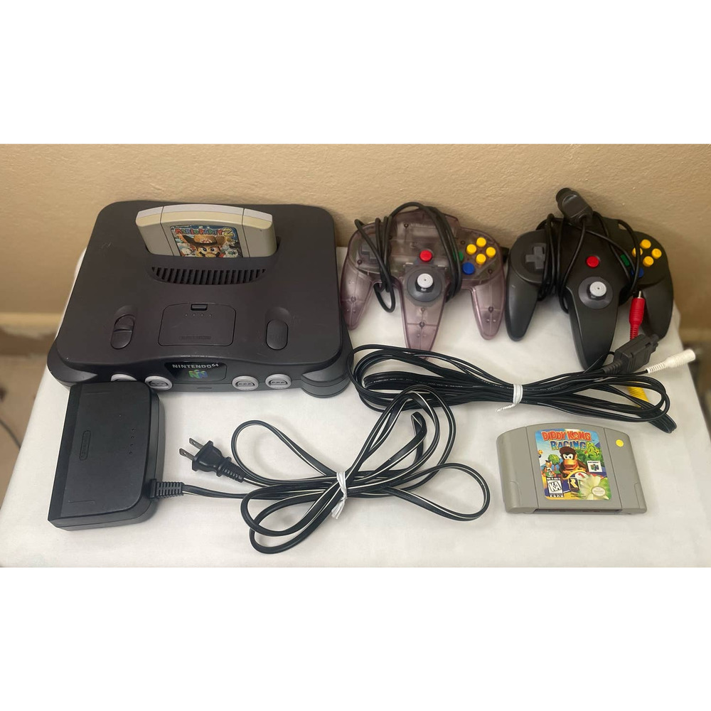 Nintendo 64 Console Black + 2 Controllers + 2 Games